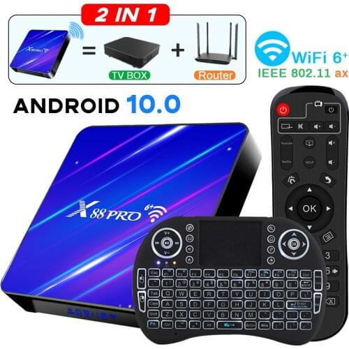 Android 10 tv box with router function New generation WIFI6 2.4G&5.8G 4GB Play Store Bluetooth Very Fast BoxTop Box