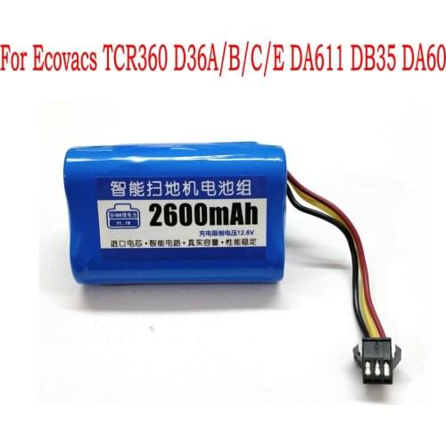 High Quality 12.6V Battery For Ecovacs TCR360 D36A/B/C/E DA611 DB35 DA60 batteries
