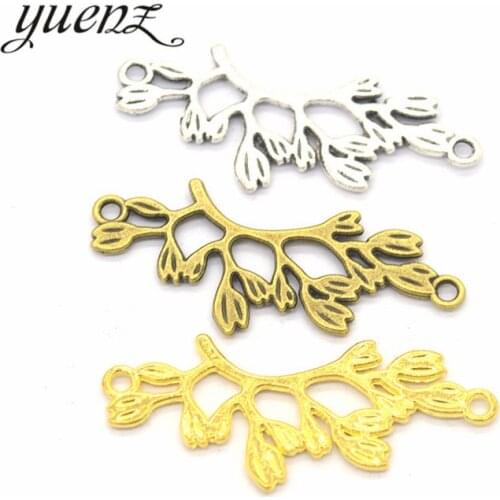 YuenZ 10pcs 3 colour Antique silver color tree leaf Charms Plated Pendants Jewelry Making DIY Handmade Craft 38*15mm Q308