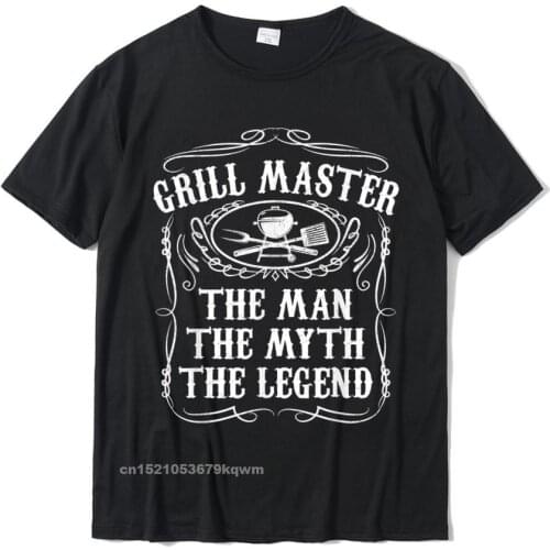 Grill Master The Man The Myth Legend Funny BBQ Smoker Gift T-Shirt Group Gift Tops Shirts Retro Cotton Youth T Shirts
