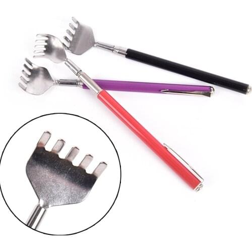 1pcs Practical Handy Portable Adjustable Stainless Pen Clip Back Scratcher Telescopic Pocket Scratching Massage Kit