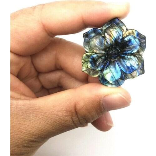 1pc New Natural Labradorite Bauhinia Shaped Crystal Flower Stones Hand Carved Crystal Healing Decor Natural Stones and Crystals