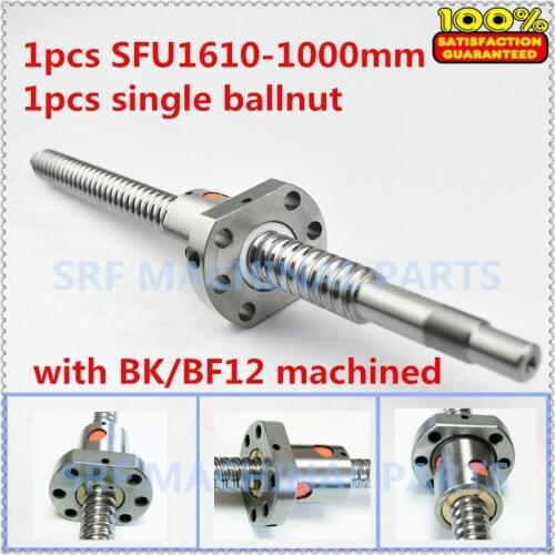 Brand New 1pcs 16mm lead ball screw RM1610 Rolled Ballscrew L=1000mm +1pcs SFU1610 ball nut for CNC part