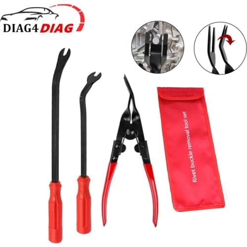 3pcs Universal Door Trim Clip Removal Pliers Auto Fastener Puller&Hook Retaining Bar Jaw Nail Repair Panel Kits Easy to Use