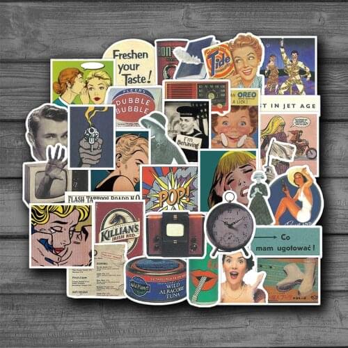 50Pcs Retro Posters Stickers Pop Spoof Comics Sticker For DIY Skateboard Motorcycle Phone Guitar Luggage Laptop Sticker