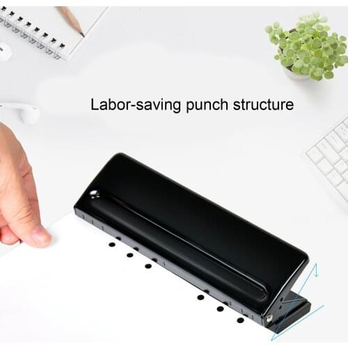 6-Hole Adjustable Manual Metal Hole Punch Puncher for DIY Loose-Leaf Punch Office School Home Study Room Paper Document