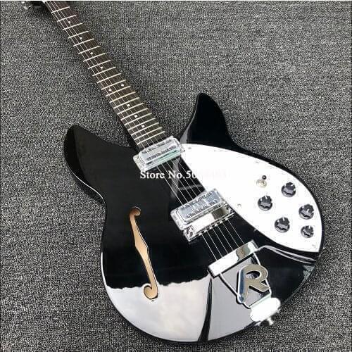 6 string guitar, 360 electric guitar, black paint, rosewood fingerboard, F empty guitar, half empty core guitar, free shipping