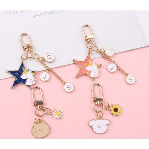 1pc heart ornament unicorn pentagram lovely Keychain bag Pendant promotional gifts cartoon