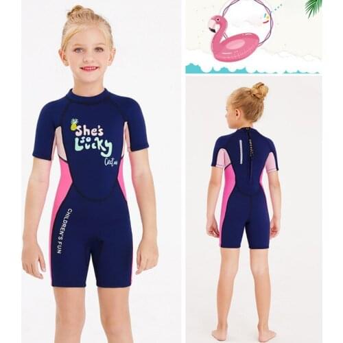 2.5mm Childrens Swimsuit Cosmetic Short-sleeved Swimsuit Girls Thickened Warm Sunscreen Kids Surf Diving Suit