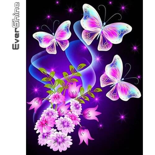 Evershine 5D DIY Diamond Embroidery Butterfly Cross Stitch Kits Diamond Painting Animal Picture Rhinestones Mosaic Handmade Gift