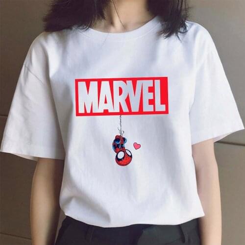 Spiderman The Avengers T Shirt Women Marvel Kawaii Print Super Hero Vintage Top Casual Fashion T-shirt Femme Unisex Tees Clothes