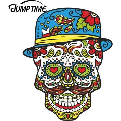 JumpTime 13cm x 9.6cm Sugar Skull Vinyl Sticker Laptop Travel Luggage Car Bumper Accessories Decals