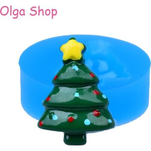 JYL264 24.3mm Merry Christmas Tree Silicone Mold - Xmas Cookie Mold Fondant, Cake Decoration, Gum Paste, Chocolate, Resin Molds