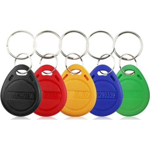 KinJoin 100pcs RFID Keychain Stickers Card Tag Key 125khz ID Keyfob Access Control Time Attendance Sticker Fob Token Ring