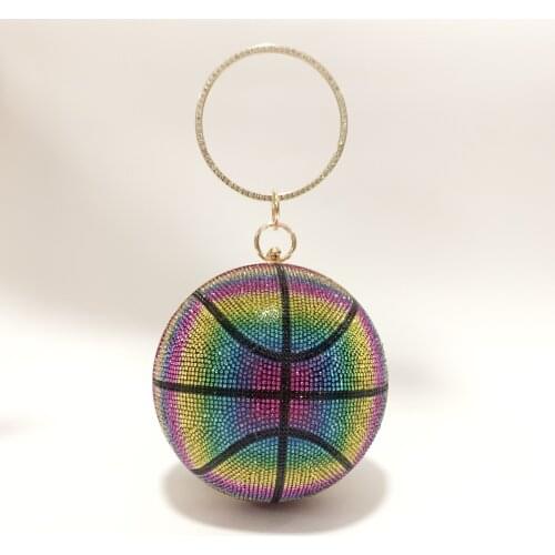 2021 round ball full water diamond color diamond bracelet hand ball bag one-shoulder ball lady bag dinner bag dinner bag