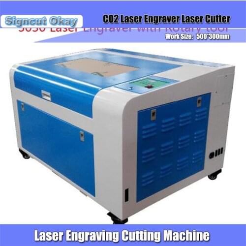 CO2 Laser Engraving Machine 500*300mm 50W 220V/110V MDF laser cutter machine with Rotary Tool/ Trophy Laser Cuttting Machine