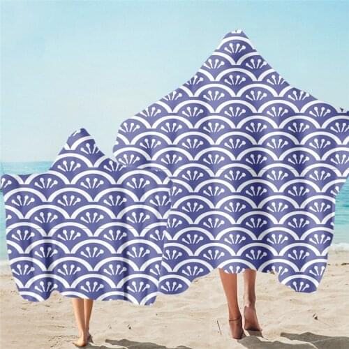 Fashion Geometric Microfiber Bath Poncho Towel Outdoor Quick Drying Absorbent Beach Blanket With Cape Windproof Shawl Towels