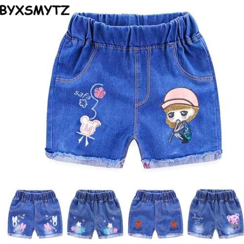 Fashion Jeans Shorts Childrens Summer Girls Denim Pants Wear Baby Girl Pants Kids Cartoon Jeans Casual Pants Children Clothes