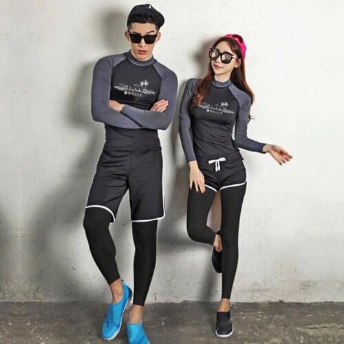 Mens Womens Long Sleeve Rashguard set 4 piece Full Body Swimwear UPF 50 Rash Guard Athletic Tops Bottoms Surf Swim Suit Wetsuit