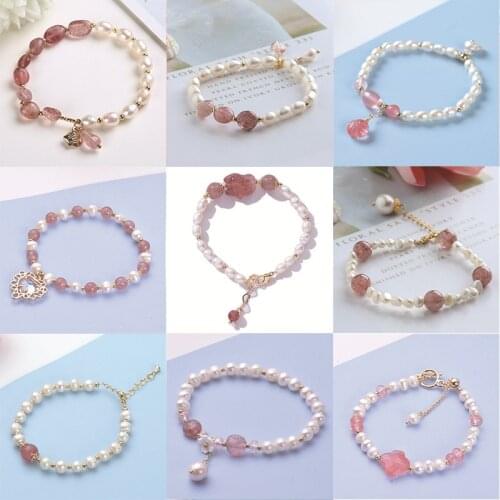 Natural Freshwater Pearl Girlfriend Bracelet Crystal Ins Niche Design Korean Style Sister Jewelry