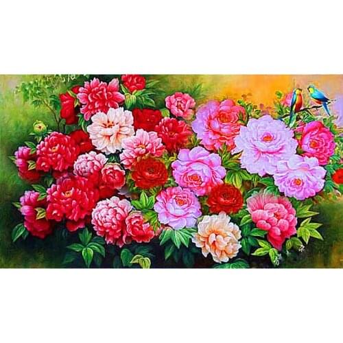 New arrival diy diamond painting 3d diamond painting peony square drill blooming flowers needlework A725M
