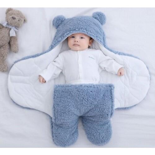 New Baby Sleeping Bag Ultra-Soft Fluffy Fleece Newborn Receiving Blanket Infant Boys Girls Clothes Sleeping Nursery Wrap Swaddle
