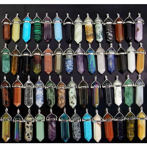 Natural Quartz Crystal Stone Pendant Hexagonal Prism Point Chakra Healing Charms Pendentif for Women Necklace Jewelry Making