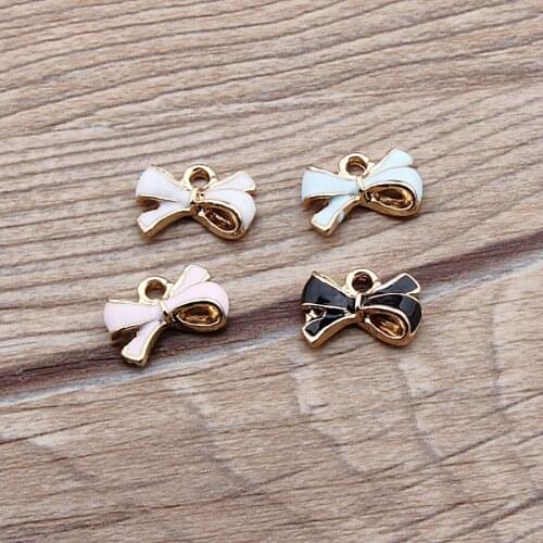 20pcs/lot Bow Enamel Charms Pendants for Jewelry Making DIY Handmade Craft Metal Dangle Charms Accessories