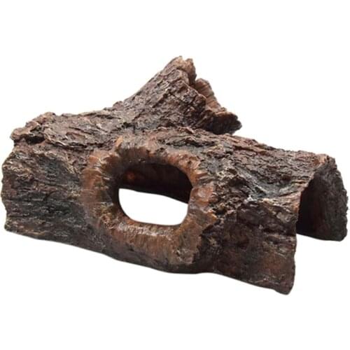 Hollow Tree Trunk Resin Aquarium Cave Fish Tank Ornament Fish Hideout Hideaw Holes for Betta Fish Shrimp Turtle Reptile