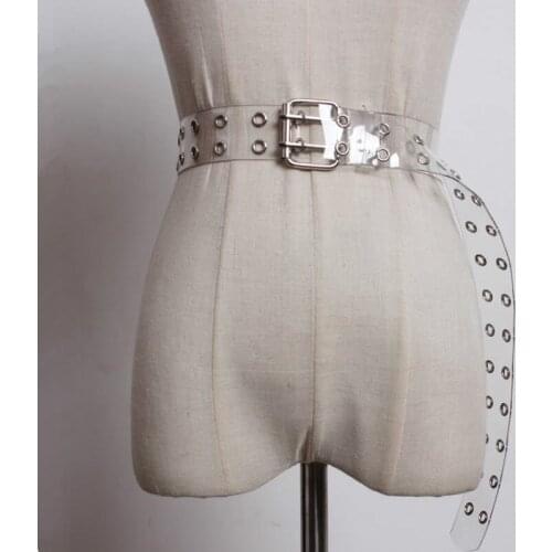 New Punk PVC Transparent Grommet Belt Pin Buckle Europe Wild Fashion for Men Ladies Jeans White Belts Hip-hop Cool Cintos