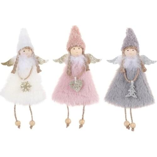 Christmas Decorations For Home Cute Plush Angel Doll Santa Doll Hanging Ornaments Christmas Tree Doll Decorations New Year