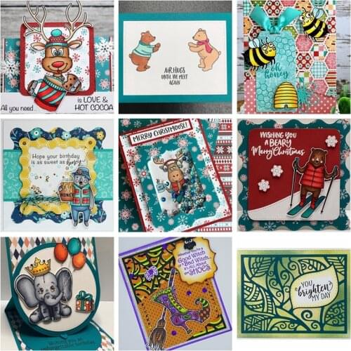 Xmas Deer/Moose Bear Hug Honey Bee Birthday Elephant Witch Shoes+Phrases Blessings Dies And Stamps 2020 For DIY Card Making