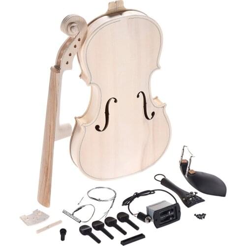 Ammoon DIY 4/4 Full Size Natural Solid Wood Acoustic Violin Fiddle Kit with EQ Spruce Top Maple Neck Fingerboard Ebony Tailpiece