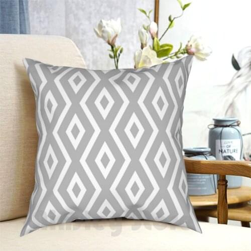 Silver Diamond Pattern Pillow Case Printed Home Soft DIY Pillow cover Silver Diamond Pattern White Abstract Abstracts