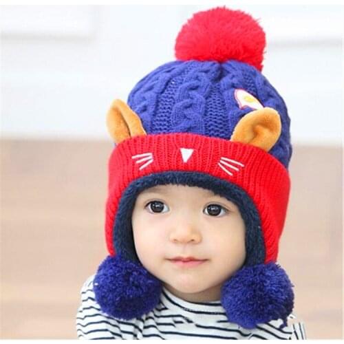 New Baby Boys Girls Woolen Hat Winter Warm Baby Hats Cartoon Children Caps Kids' Hats Winter Beanie Hat