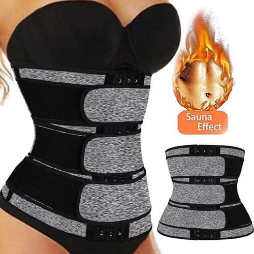 Three Belts Slimming Neoprene Sauna Waist Trainer Corset Sweat Belt for Women Weight Loss Compression Trimmer Workout Fitness