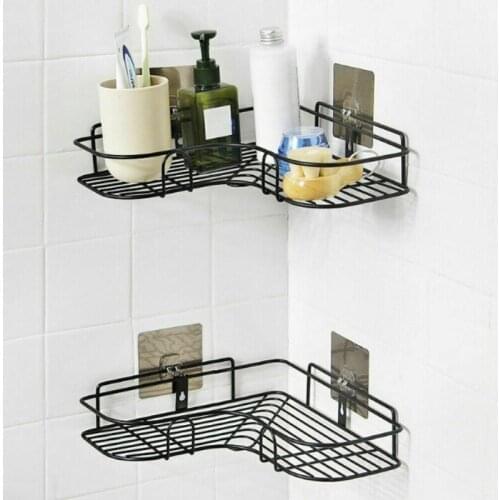 Corner Storage Holder Shelves Bathroom Triangular Shower Shelf Corner Bath Storage Holder Organizer Rack Suction Cup Design