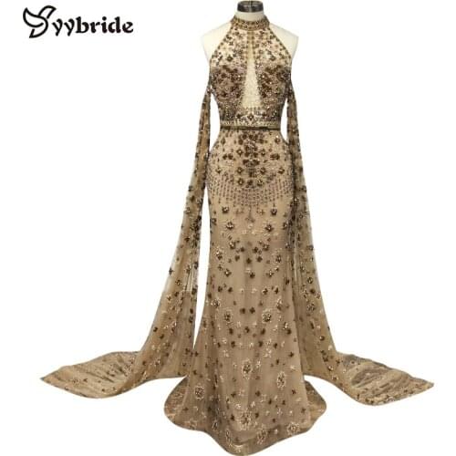 Surmount New Arrived Customized Prom Dress Beading Halter Neck Party Dress Spaghetti Strap Sleeveless Vintage Evening Dress