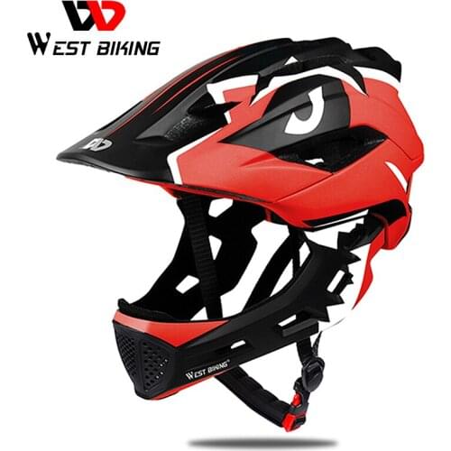 WEST BIKING Children Bike Bicycle Helmet Full Covered 2 in 1 Kids Bike Safety Helmet Scooter Cycling Sports Protective 52-56CM