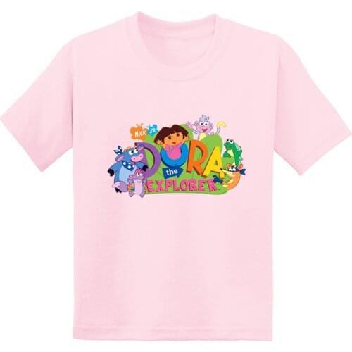 Dora The Explorer Cartoon Funny Girls T Shirt Cute Kids Clothes Baby Boys Summer Tees Cotton Short Sleeve Children T-Shirts