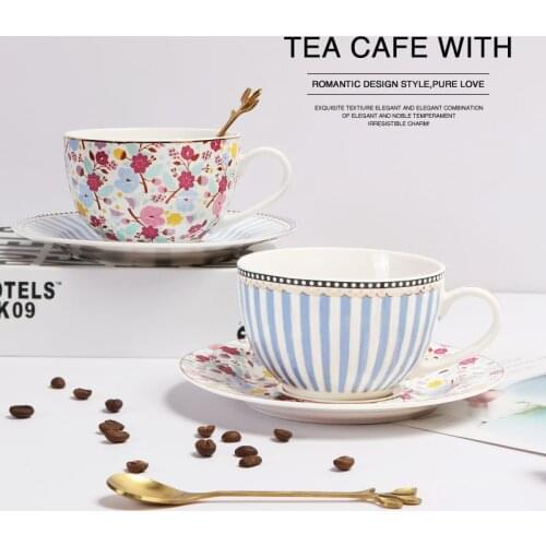 1pc Flower Shaped Coffee Cup Saucer Set European Style Ceramic Afternoon Tea Set Fine Bone China Tea Cup Gold-rimmed Drinkware
