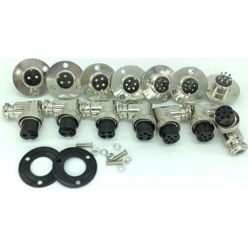 10 Set Elbow GX16 2/3/4/5/6/7/8 Pin Flange Aviation Connector 90 Degree Angle M16 Circular Aviation Socket Plug Chassis Mount