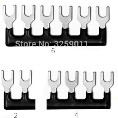 100PCS TB1506 TBD-15A 6 Positions 15A Wire Connector Pre Insulated Fork Type Barrier Spades Terminal Strip Jumper Block red