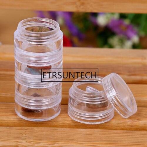 200pcs 5g 5 Conjoined Transparent Plastic Cream Bottle Makeup Cosmetic Organizer Jewelry Sample Travel Storage Box