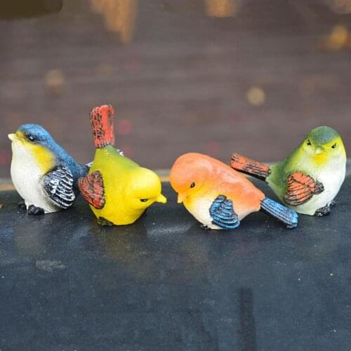 4 Pcs Outdoor Simulation Animal Decoration Mini Cute Resin Birds Garden Courtyard Figurine Micro Landscape Ornament