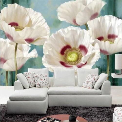 Beibehang Custom photo wallpaper Simple plant poppy flowers pastoral European background large mural 3d wall murals wallpaper