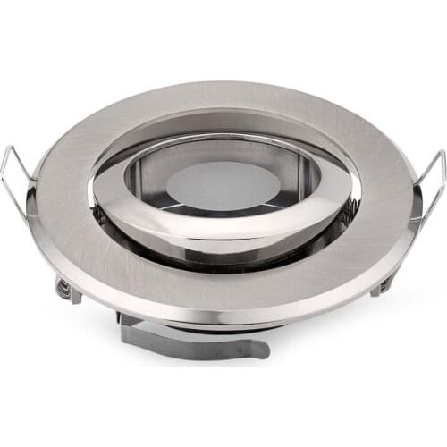 Free ship 4pcs recessed LED Ceiling lamp holder spotlight fixture gu10 mr16 socket circle satin fitting for kitchen room