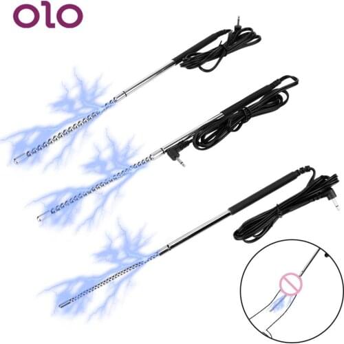 Bi-Polar Electric Shock Sex Toy for Men Urethral Penis Plug Urethra Beads Stainless Steel Dilator Metal Electro Stimulation