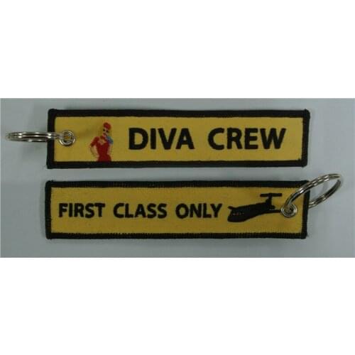 Diva Crew First Class Only Keychain Embroidered Keychains