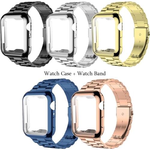 Stainless Steel Strap Case for Apple Watch band 44mm 40mm iWatch band 42mm 38mm for Applewatch serie 6 SE 5 4 3 2 Metal Bracelet